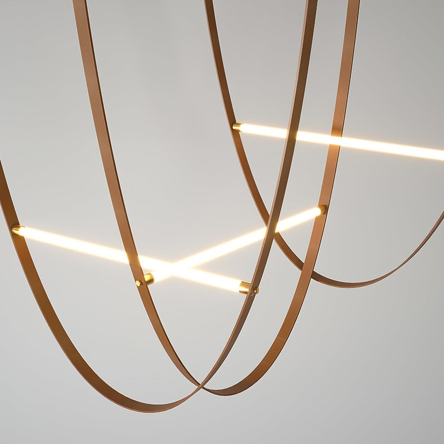 Tracer Belt Pendant Lamp L 18.5″ + L 26.4″ + L 32.7″ / Gold & Light Brown / Warm Light Chandelier