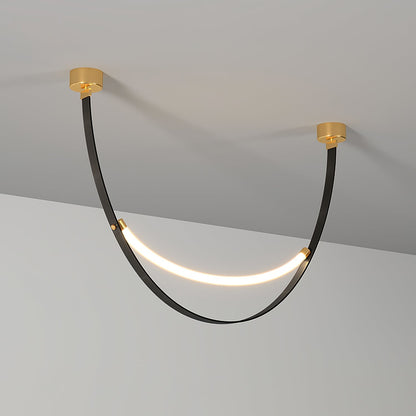 Belt Pendant Lamp L 47.2″ x H 17.7″ / L 120cm x H 45cm / Gold & Black / Warm Light Chandelier