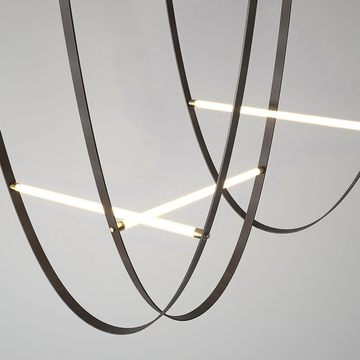 Straight Belt Pendant Lamp L 18.5″ + L 26.4″ + L 32.7″ / L 47cm + L 67cm + L 83cm (Power: 50W) / Gold & Black / Warm