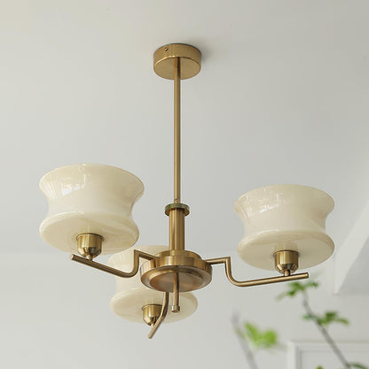 Belue Chandelier 3 heads ? 21.6″ x H 11″/ Dia 55cm x H 28cm / Gold & Beige Chandelier