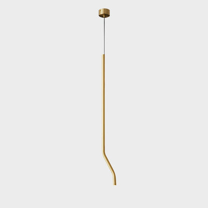 Bending Line Pendant Lamp ? 1.2″ x H 35.4″ / Dia 3cm x H 90cm (Double bend) / Gold / Warm Light Chandelier