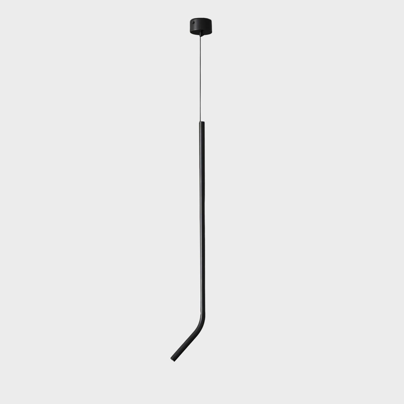 Bending Line Pendant Lamp ? 1.2″ x H 35.4″ / Dia 3cm x H 90cm (Single bend) / Black / Warm Light Chandelier