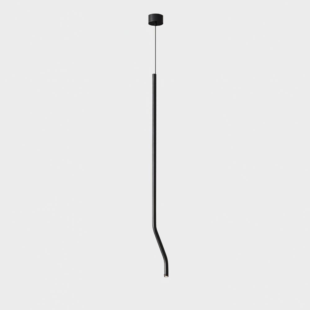 Bending Line Pendant Lamp ? 1.2″ x H 35.4″ / Dia 3cm x H 90cm (Double bend) / Black / Warm Light Chandelier