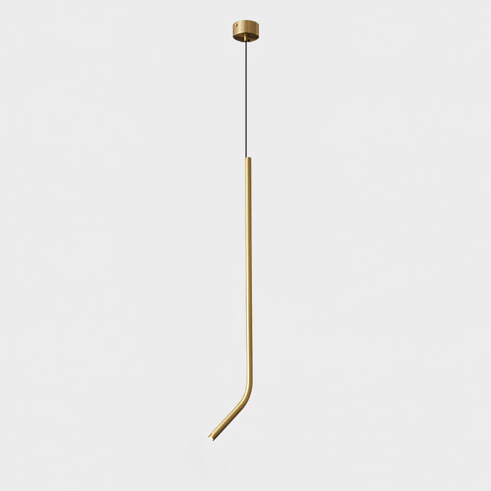 Bending Line Pendant Lamp ? 1.2″ x H 35.4″ / Dia 3cm x H 90cm (Single bend) / Gold / Warm Light Chandelier