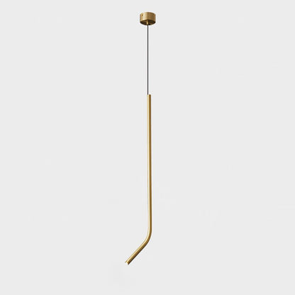 Bending Line Pendant Lamp ? 1.2″ x H 35.4″ / Dia 3cm x H 90cm (Single bend) / Gold / Warm Light Chandelier