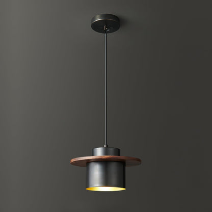 Bersi Pendant Light Dia 7.9″ x H 3.9″ / Dia 20cm x H 10cm / Black + Walnut Pendant light