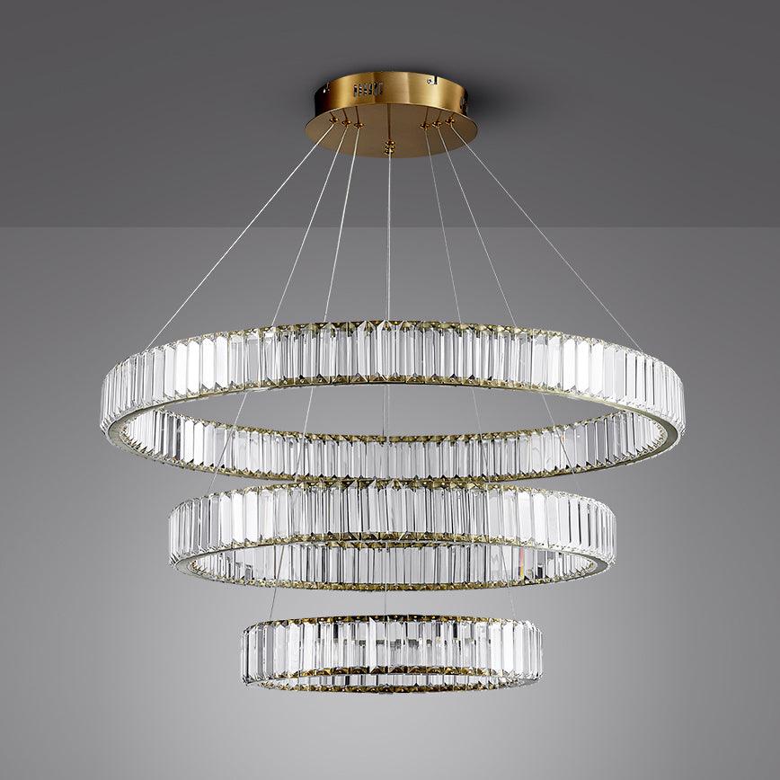Bertolda Chandeliers 3 Tiers Dia 40 + 60 + 80cm / Gold / Three-Color Changing Light Chandelier