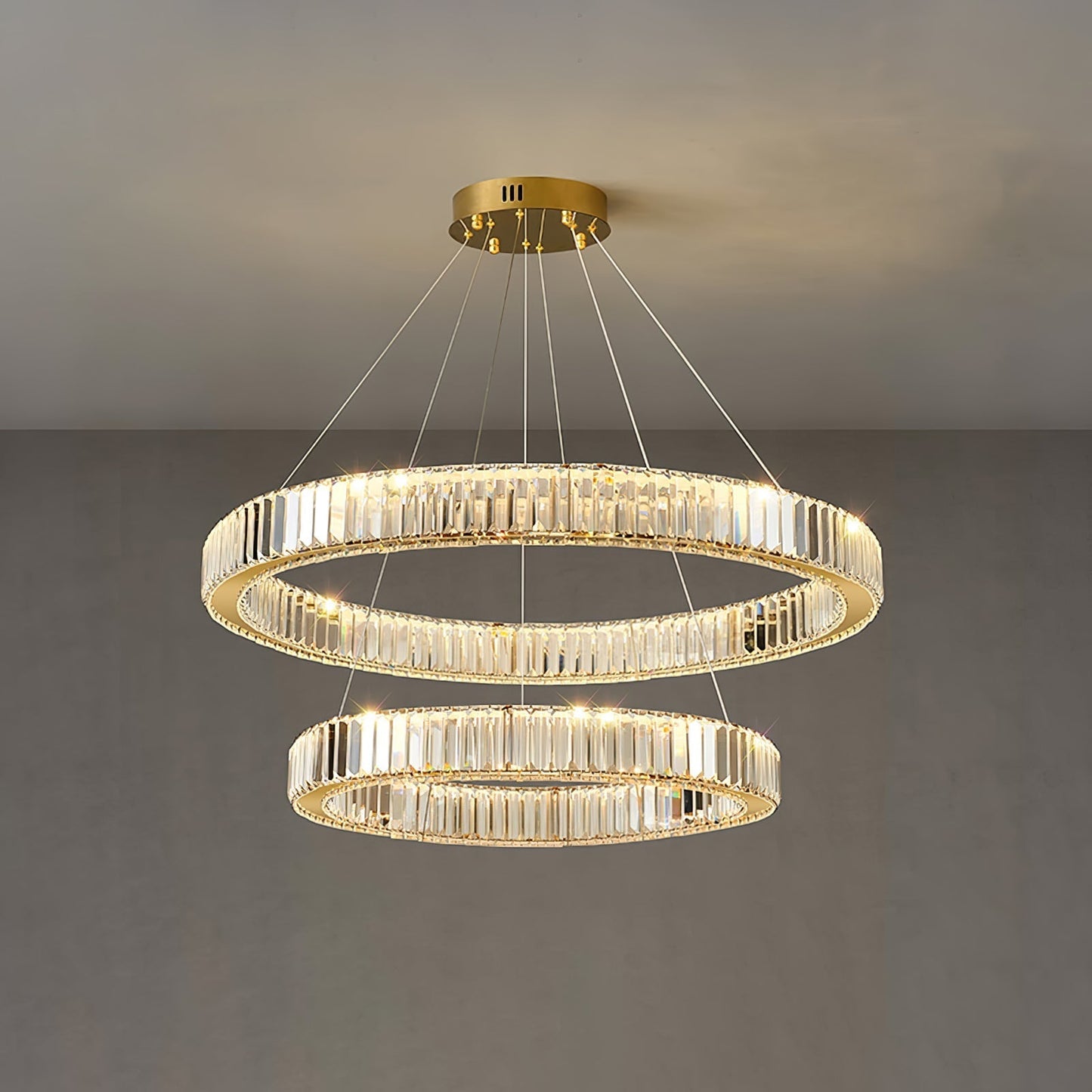 Bertolda Chandeliers 2 Tiers Dia 60 + 80cm / Gold / Three-Color Changing Light Chandelier