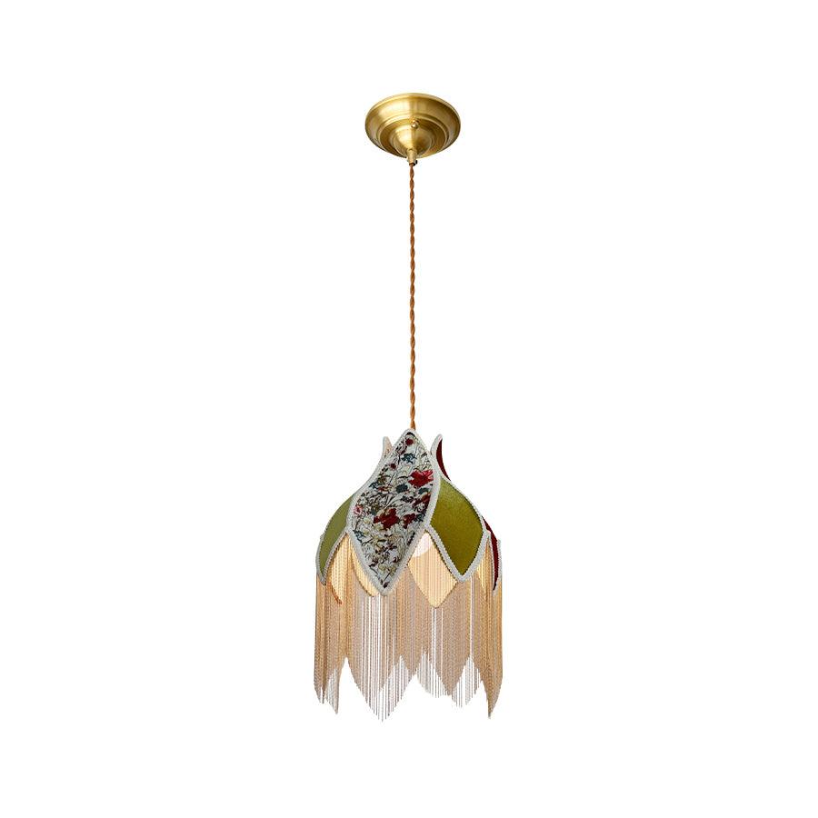 Bette Fringed Pendant Lamp Dia 13.8″ x H 20.5″ / Dia 35cm x H 52cm / Green Pendant light