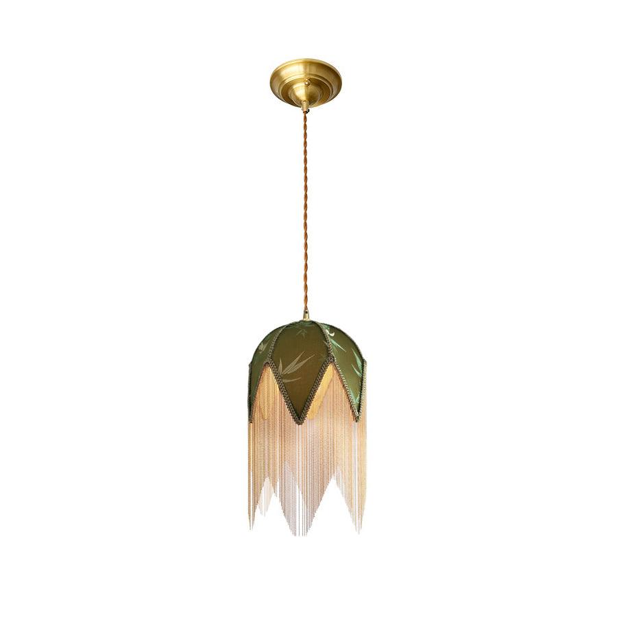 Bette Fringed Pendant Lamp Dia 7.9″ x H 15.7″ / Dia 20cm x H 40cm / Green Pendant light