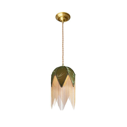 Bette Fringed Pendant Lamp Dia 7.9″ x H 15.7″ / Dia 20cm x H 40cm / Green Pendant light