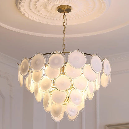 Bettina Murano Chandelier Dia 31.4″ x H 19.6″ / Dia 80cm x H 50cm / Gold & White glass Chandelier