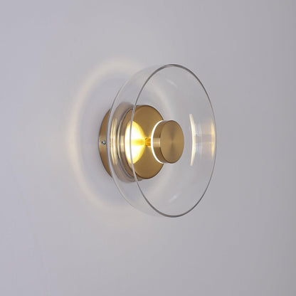 Glimmera Wall Light ? 3.9″ x H 9″ / Dia 10cm x H 23cm / Brass & Clear glass / Warm Light Wall lamp
