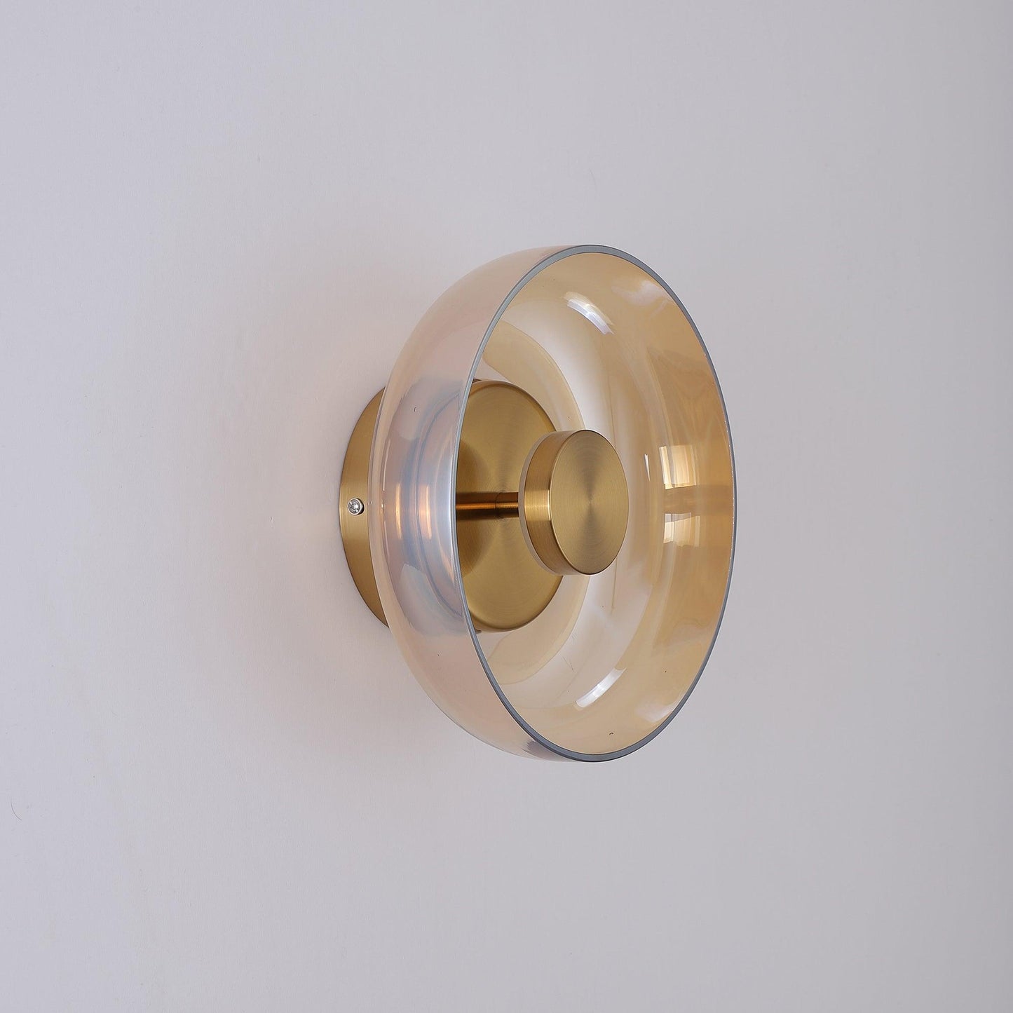 Glimmera Wall Light ? 3.9″ x H 9″ / Dia 10cm x H 23cm / Brass & Amber glass / Warm Light Wall lamp