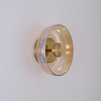 Glimmera Wall Light ? 3.9″ x H 9″ / Dia 10cm x H 23cm / Brass & Amber glass / Warm Light Wall lamp