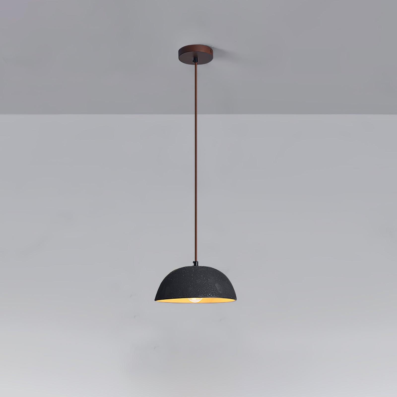 Black Arch Ceramic Pendant Lamp Dia 8.7″ x H 6.3″ / Dia 22cm x H 16cm / Dark wood & Black Pendant light