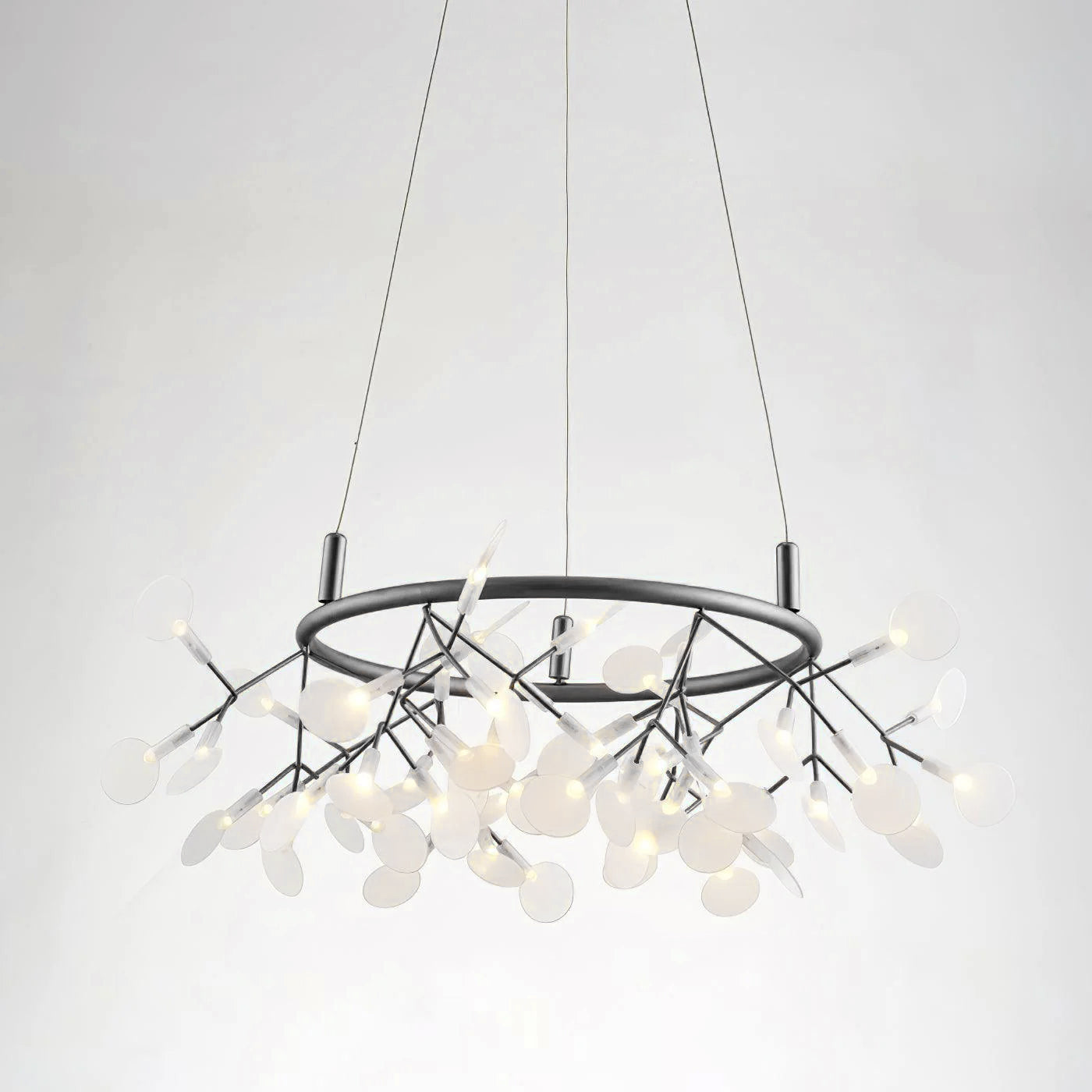 Black Big O Firefly LED Chandelier 54heads Dia 23.6″ x H 11.8″ / Dia 60cm x H 30cm / Warm Light / Wall switch Chandelier