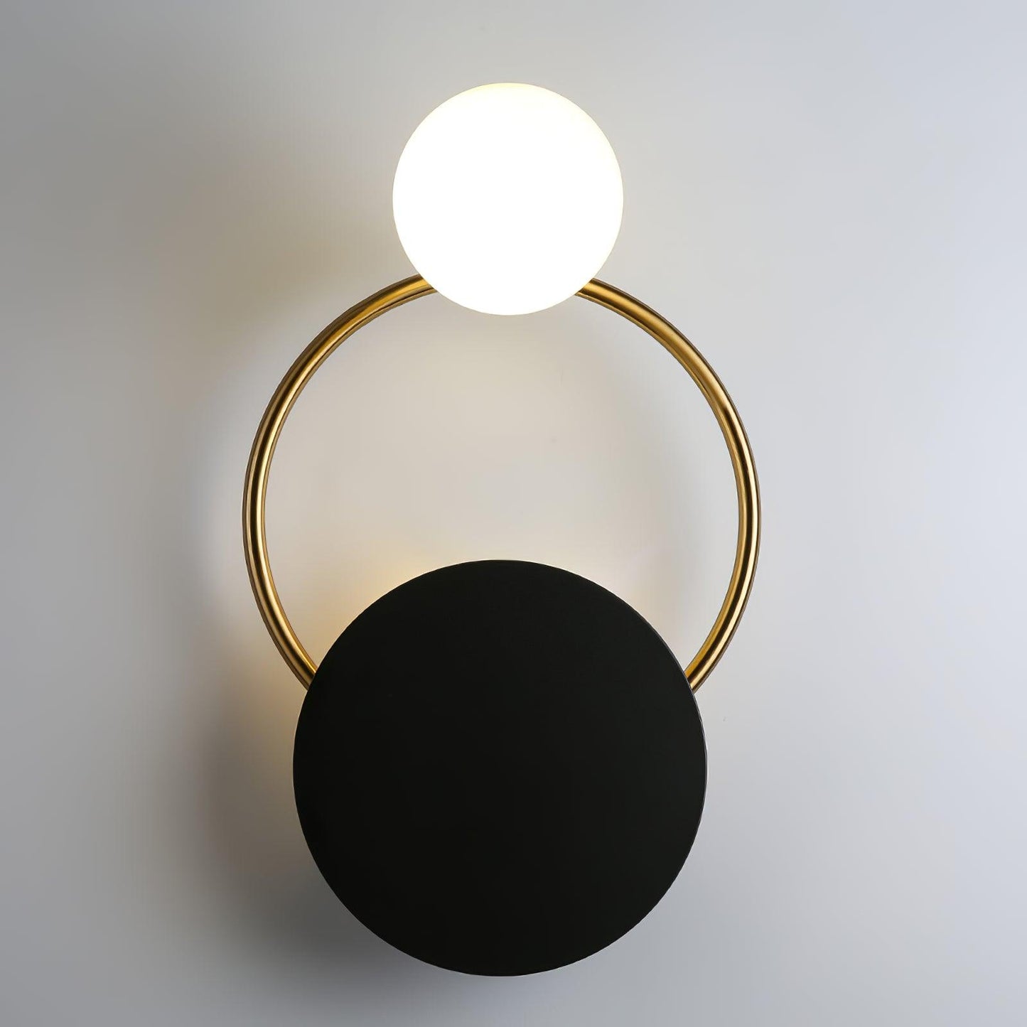 Black Circular Rings Wall Lamp Dia 10.2″ x H 17.7″ / Dia 26cm x H 45cm / Gold & Black Wall lamp