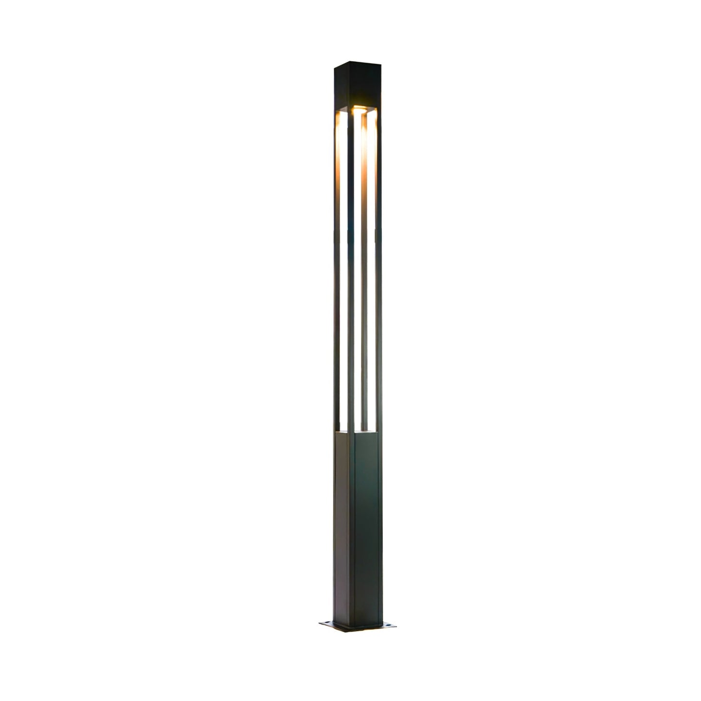 Pole Outdoor Post Garden Light L 7.9″ x W 7.9″″ x H 118.1″ / L 20cm x W 20cm x H 300cm Set of 4 / Black / Warm Light