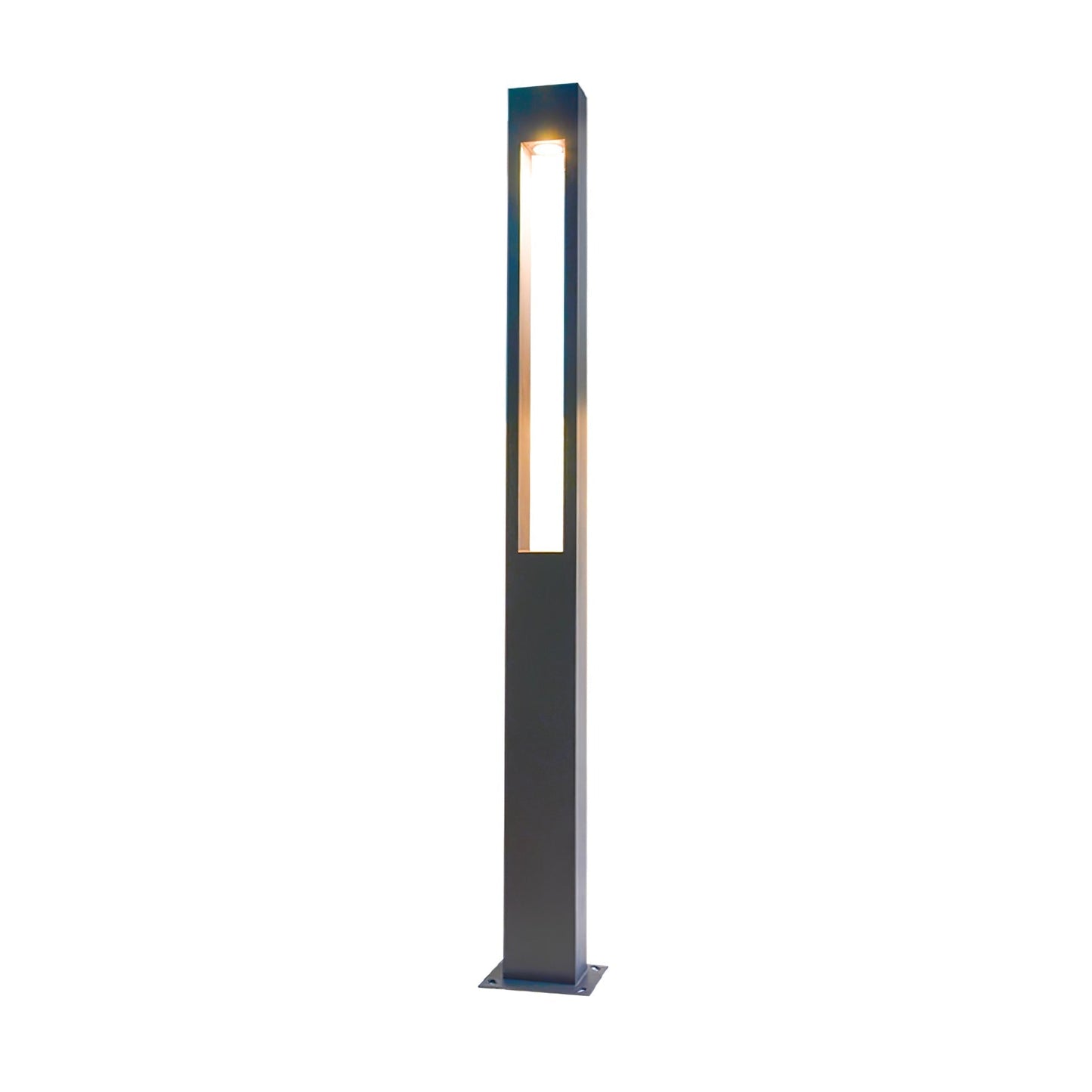 Pole Outdoor Post Garden Light L 7.9″ x W 3.9″ x H 118.1″ / L 20cm x W 10cm x H 300cm Set of 4 / Black / Warm Light