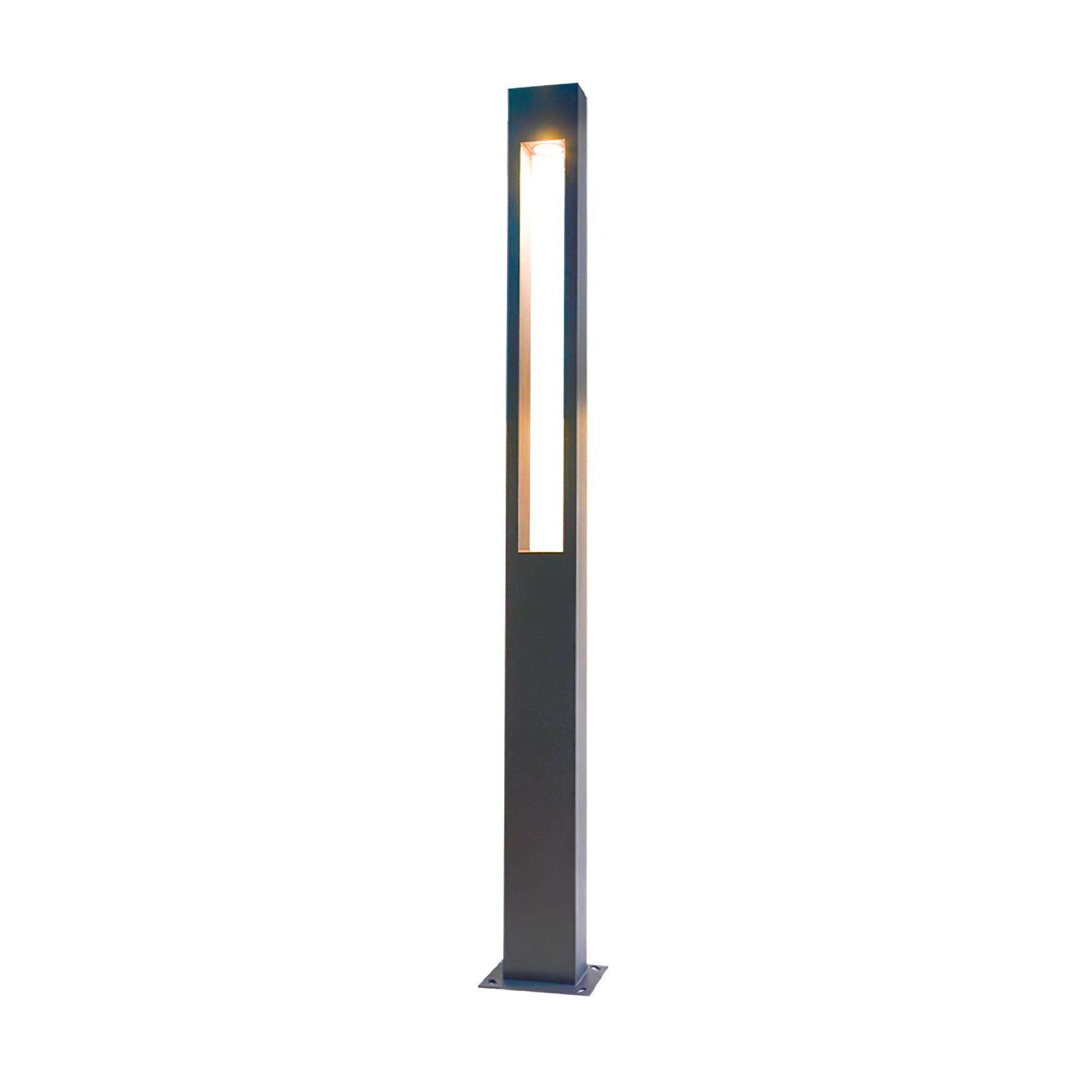 Pole Outdoor Post Garden Light L 7.9″ x W 3.9″ x H 118.1″ / L 20cm x W 10cm x H 300cm Set of 4 / Black / Warm Light