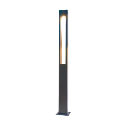 Pole Outdoor Post Garden Light L 7.9″ x W 3.9″ x H 118.1″ / L 20cm x W 10cm x H 300cm Set of 4 / Black / Warm Light
