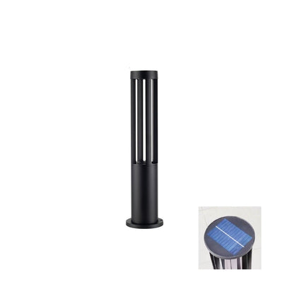 Black Cylindrical Garden Outdoor Light with Solar Panel Dia 4.1″ x H 15.7″ / Dia 10.5cm x H 40cm / Black / Warm Light