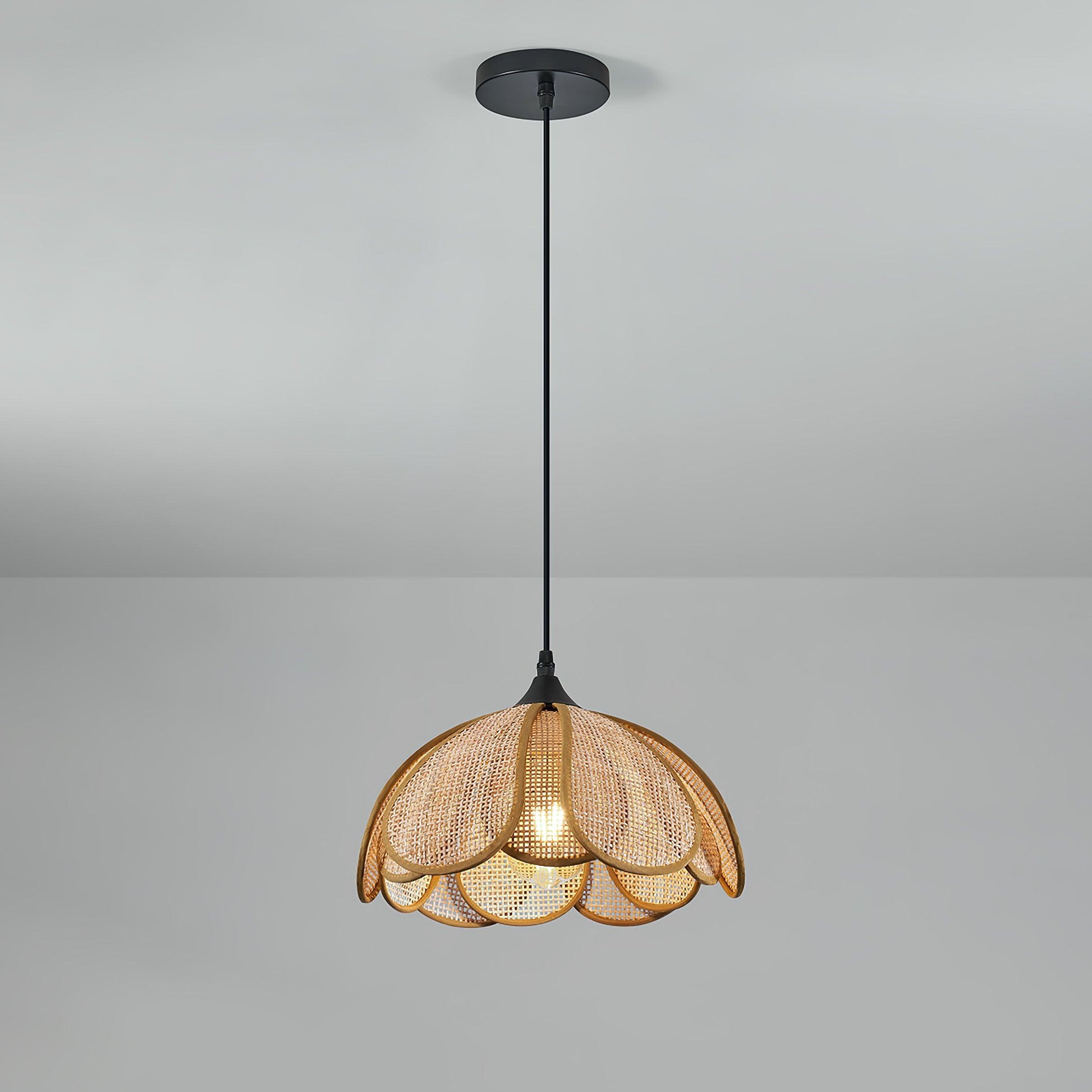 Bloom Rattan Pendant Lamp 1 head Dia 11.8″ x H 10.2″ / Dia 30cm x H 26cm / Black & Natural Rattan Pendant light