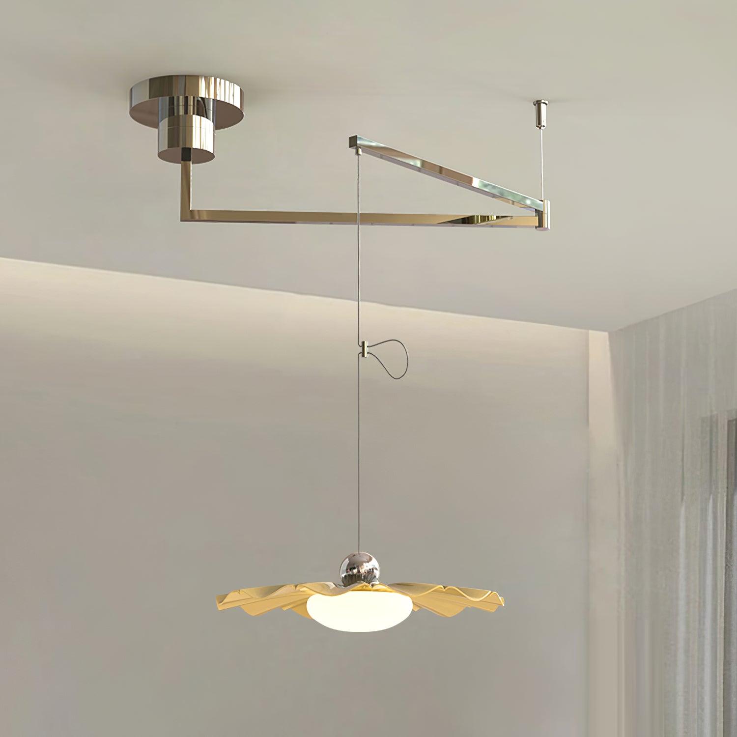 Blooming Flower Pendant Light Style A Dia 13.8″ x H 59″ / Dia 35cm x H 150cm / Chrome & White / Warm Light Pendant light