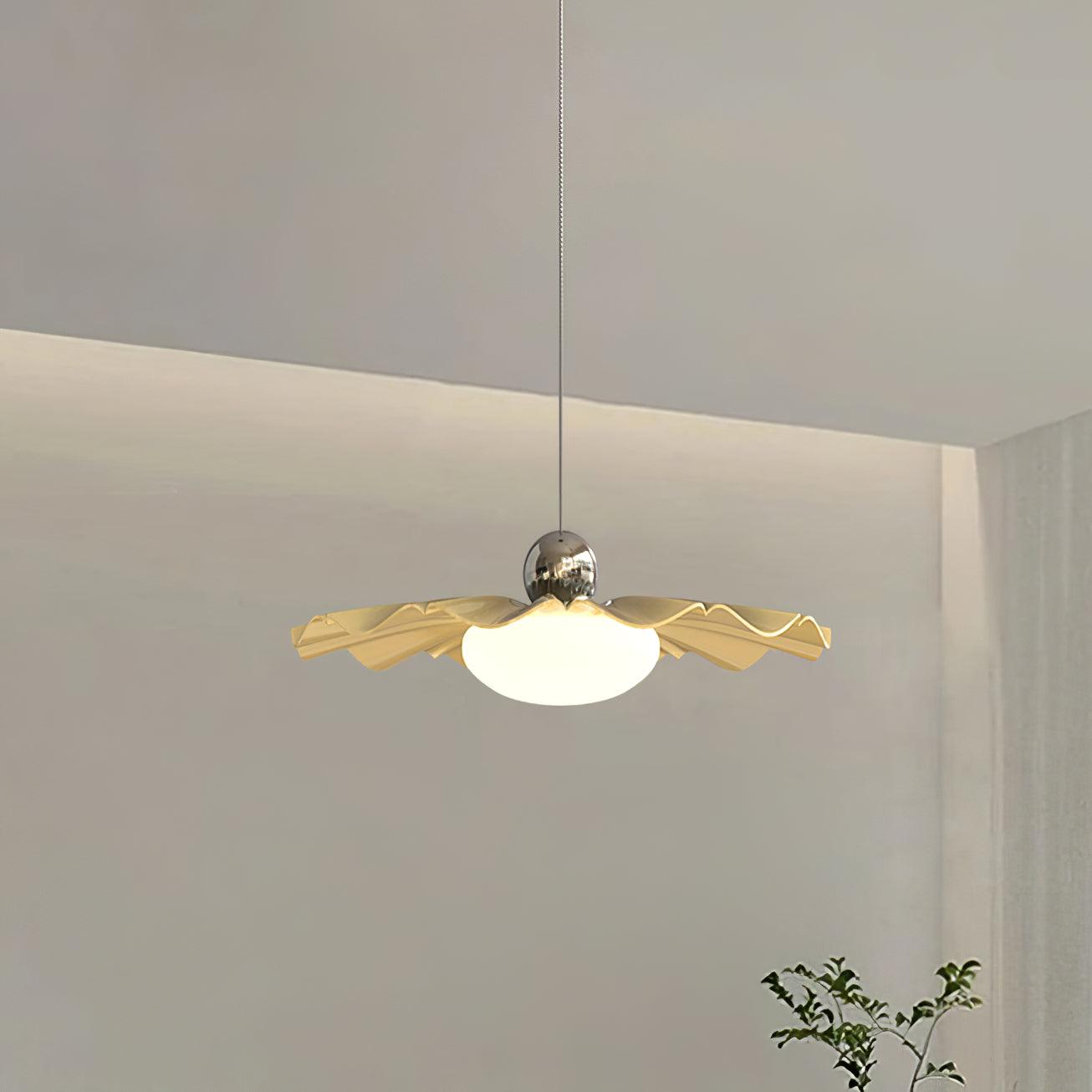 Blooming Flower Pendant Light Style B Dia 13.8″ x H 59″ / Dia 35cm x H 150cm / Chrome & White / Warm Light Pendant light