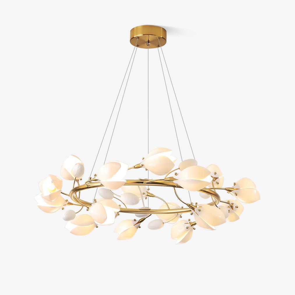 White Porcelain Magnolia Chandelier Chandelier