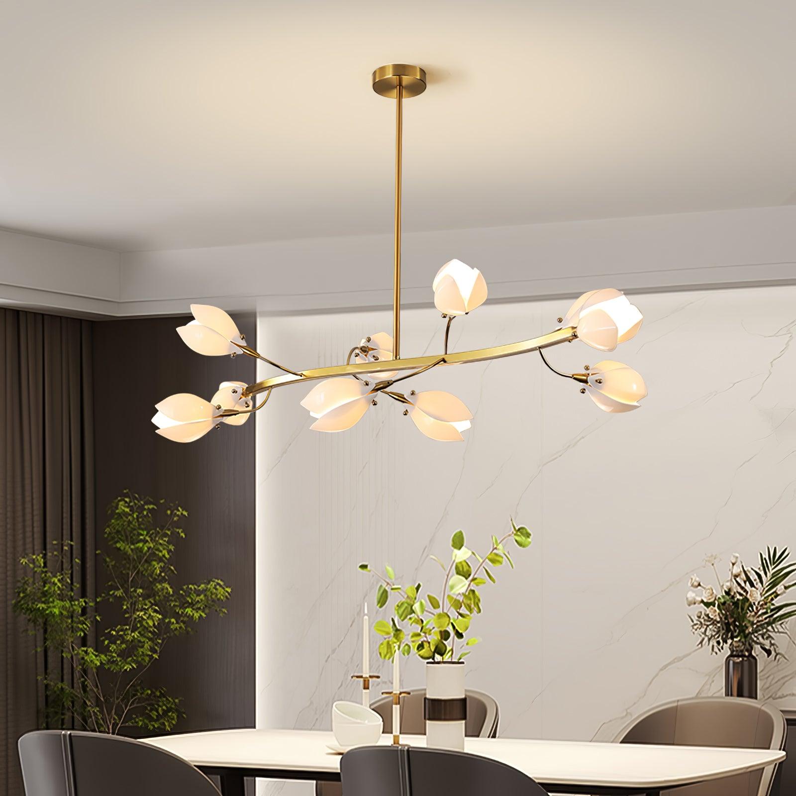 White Porcelain Magnolia Chandelier Chandelier