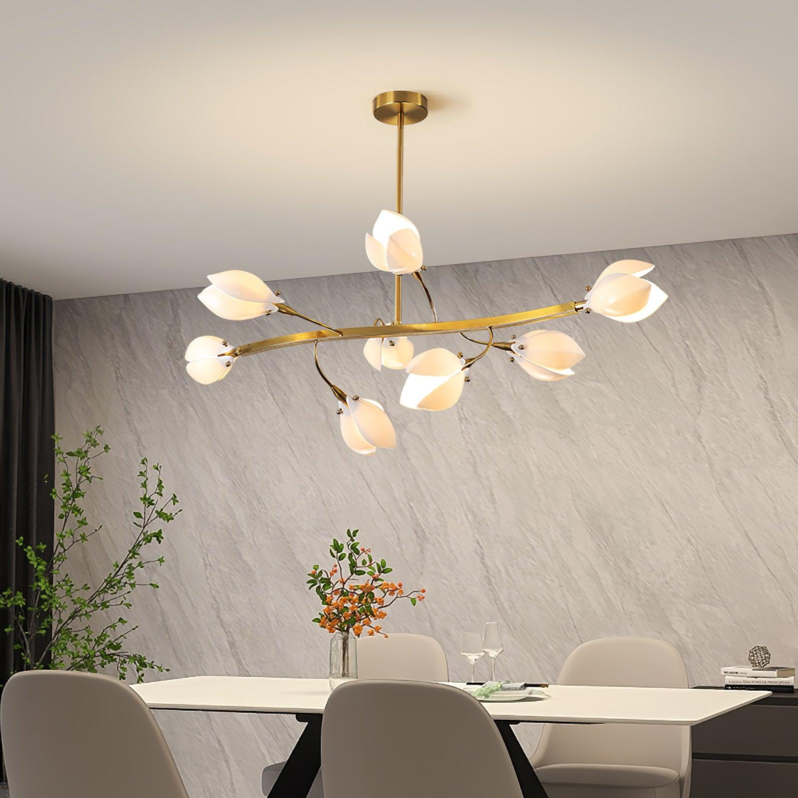 White Porcelain Magnolia Chandelier Chandelier