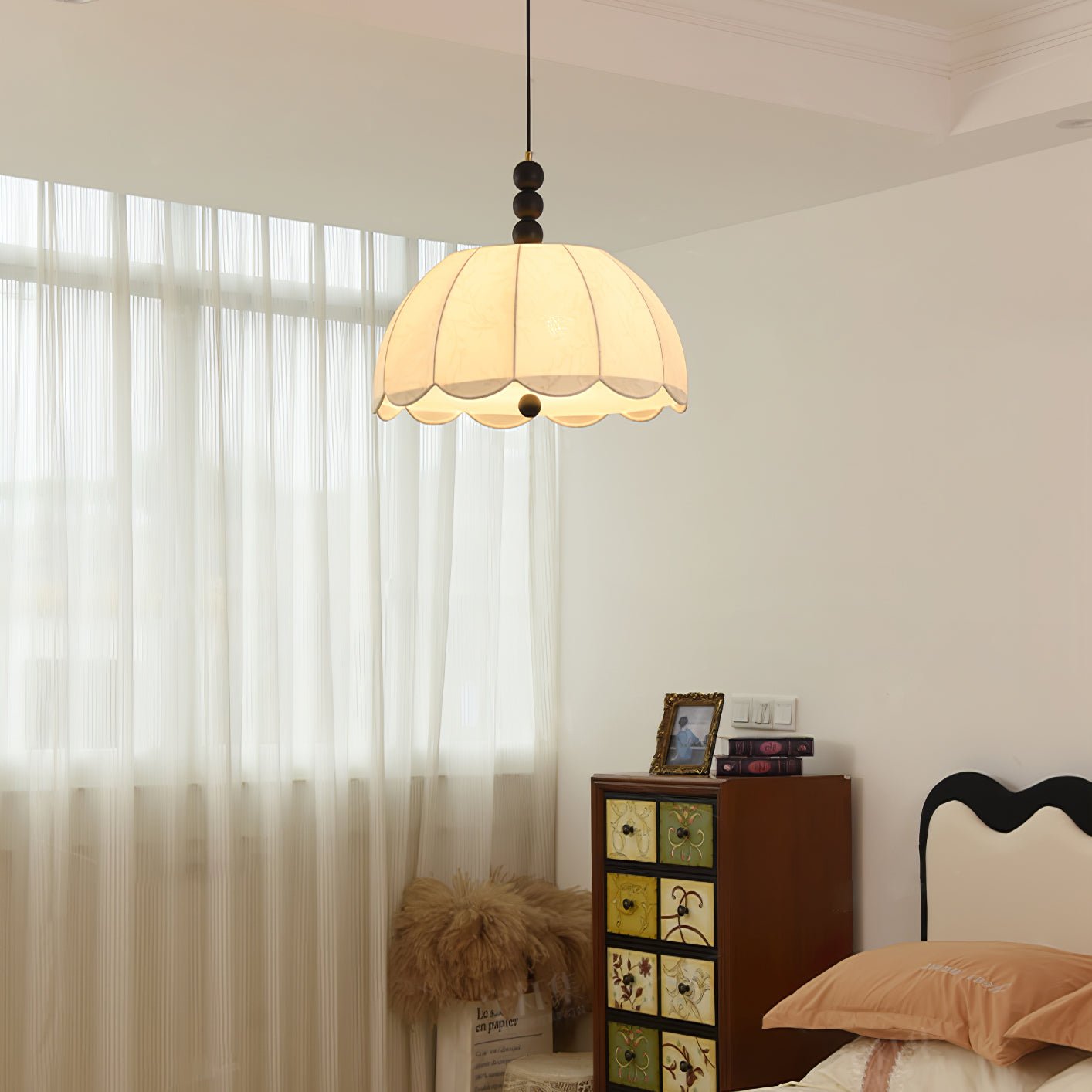 Blossom Fabric Pendant Light Dia 21.7″ x H 10.6″ / Dia 55cm x H 27cm / Beige Pendant light