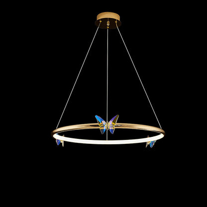 Blue Butterfly Chandelier Dia 11.8″ x H 9″ / Dia 30cm x H 23cm / Gold / Warm White Chandelier
