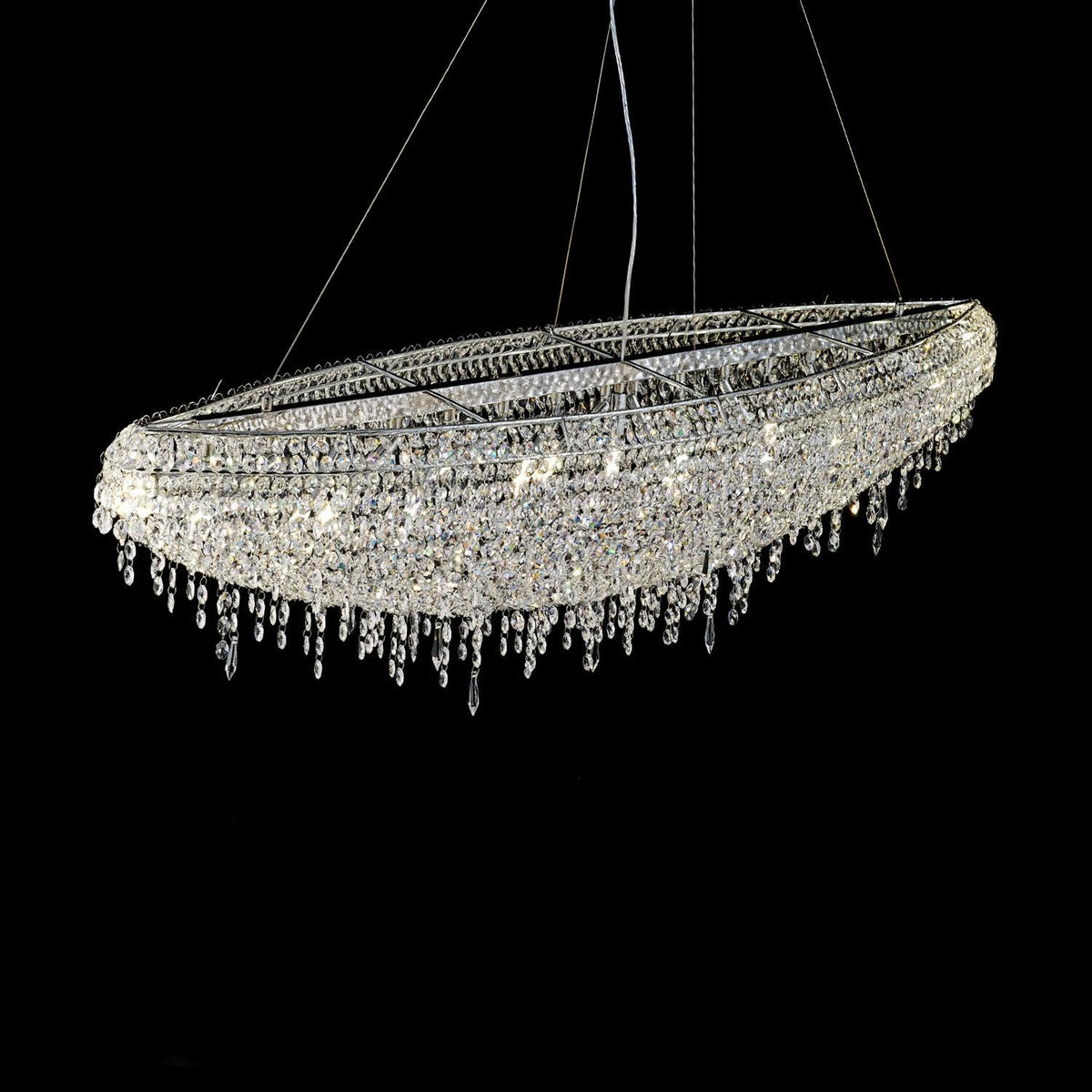 Boat Crystal Chandelier L 31.5″ x W 11.8″ x H 59″ / L 80cm x W 30cm x H 150cm Chandelier