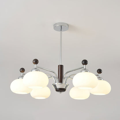 Bogart Chandelier 6 Heads ? 29.9″ x H 8.3″ / Dia 76cm x H 21cm / Walnut Grain & Chrome Chandelier