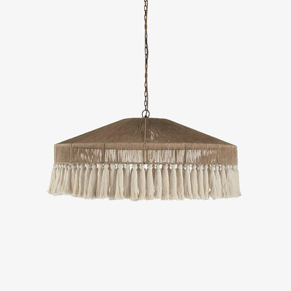 Bohemian Fringe Pendant Lamp Dia 31.4″ x H 13.7″ / Dia 80cm x H 35cm / Light Brown & White Pendant light