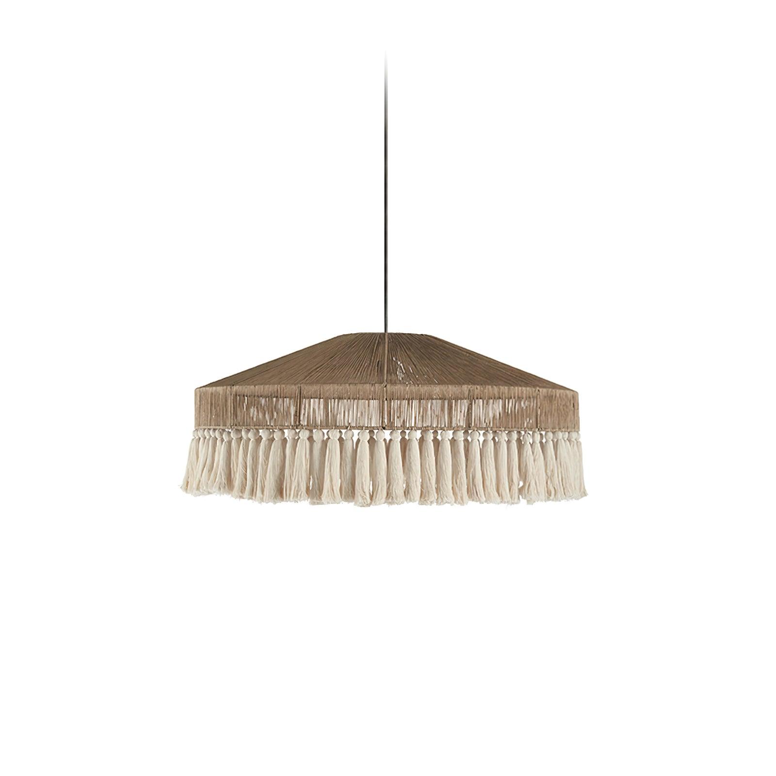 Bohemian Fringe Pendant Lamp Dia 15.7″ x H 8.6″ / Dia 40cm x H 22cm / Light Brown & White Pendant light