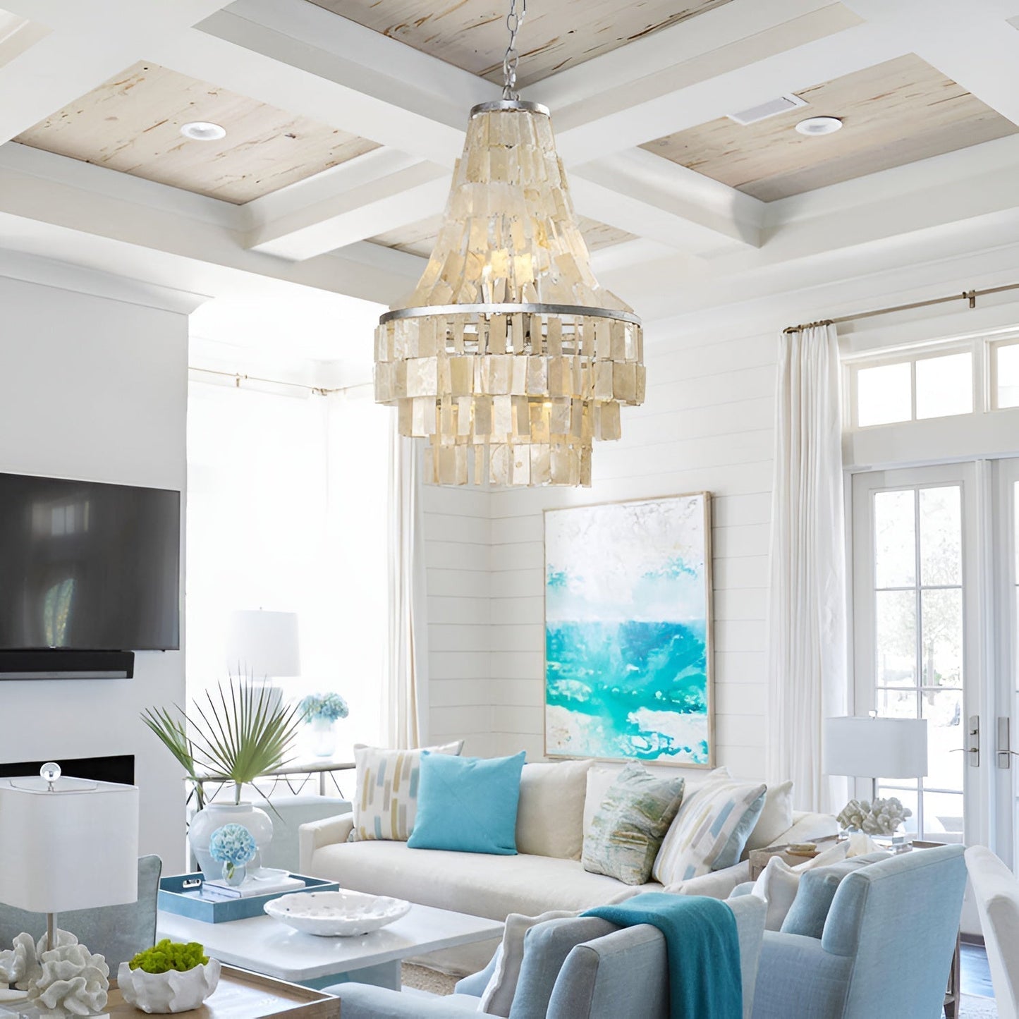 Boho Shell Tiered Chandelier Chandelier