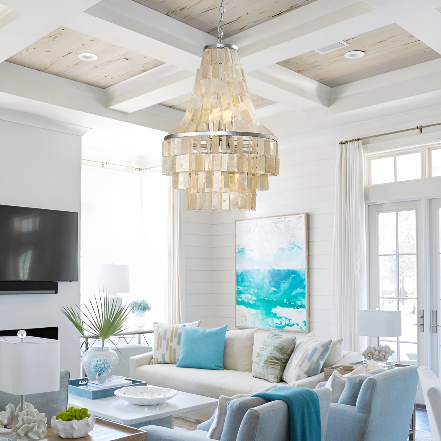 Boho Shell Tiered Chandelier Chandelier