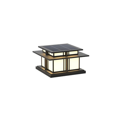 Boilyn Solar Outdoor Pillar Light Model A: L 22″ x W 22″ x H 12.2″ / L 56cm x W 56cm x H 31cm / Solar-Powered Version