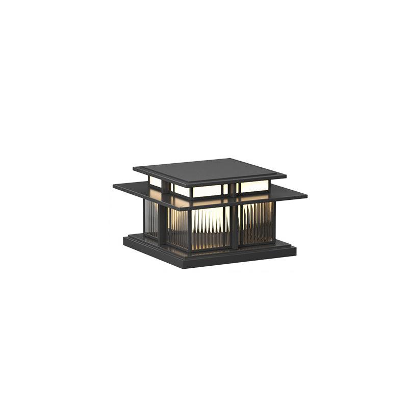 Boilyn Outdoor Pillar Light Model B: L 22″ x W 22″ x H 12.2″ / L 56cm x W 56cm x H 31cm / Wired Version / Warm Light