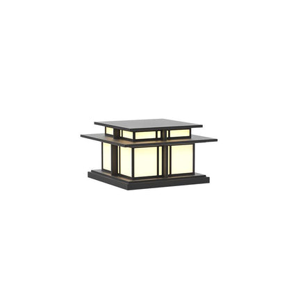 Boilyn Outdoor Pillar Light Model A: L 22″ x W 22″ x H 12.2″ / L 56cm x W 56cm x H 31cm / Wired Version / Warm Light