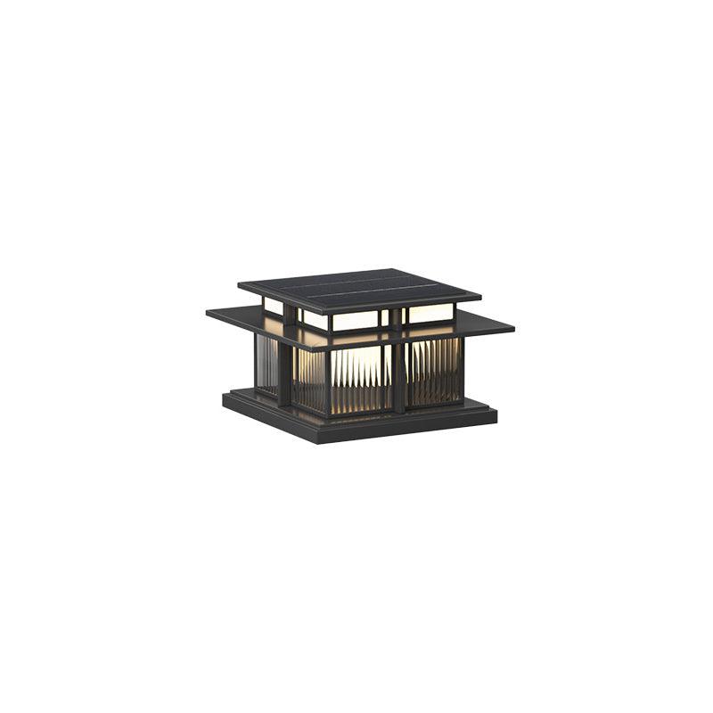 Boilyn Solar Outdoor Pillar Light Model B: L 17.7″ x W 17.7″ x H 9.8″ / L 45cm x W 45cm x H 25cm / Solar-Powered