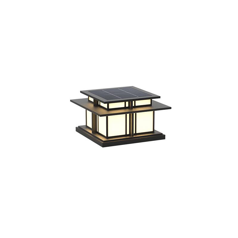 Boilyn Solar Outdoor Pillar Light Model A: L 17.7″ x W 17.7″ x H 9.8″ / L 45cm x W 45cm x H 25cm / Solar-Powered