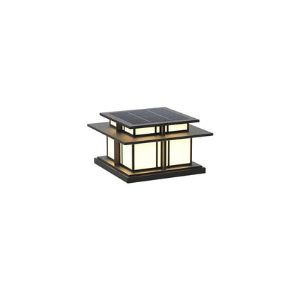 Boilyn Solar Outdoor Pillar Light Model A: L 17.7″ x W 17.7″ x H 9.8″ / L 45cm x W 45cm x H 25cm / Solar-Powered