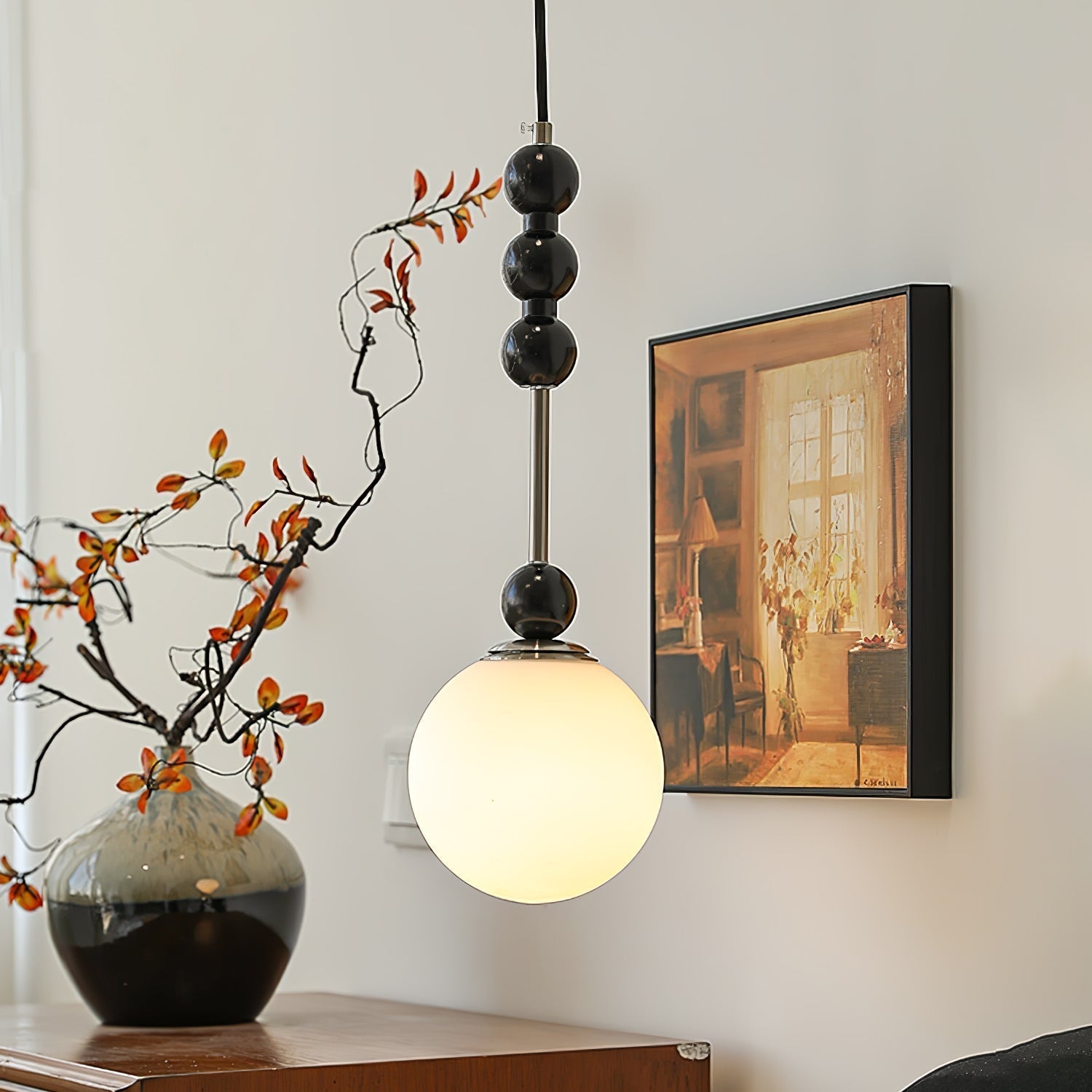 Bola Pendant Lamp Dia 5.9″ x H 17.7″ / Dia 15cm x H 45cm / Walnut Pendant light