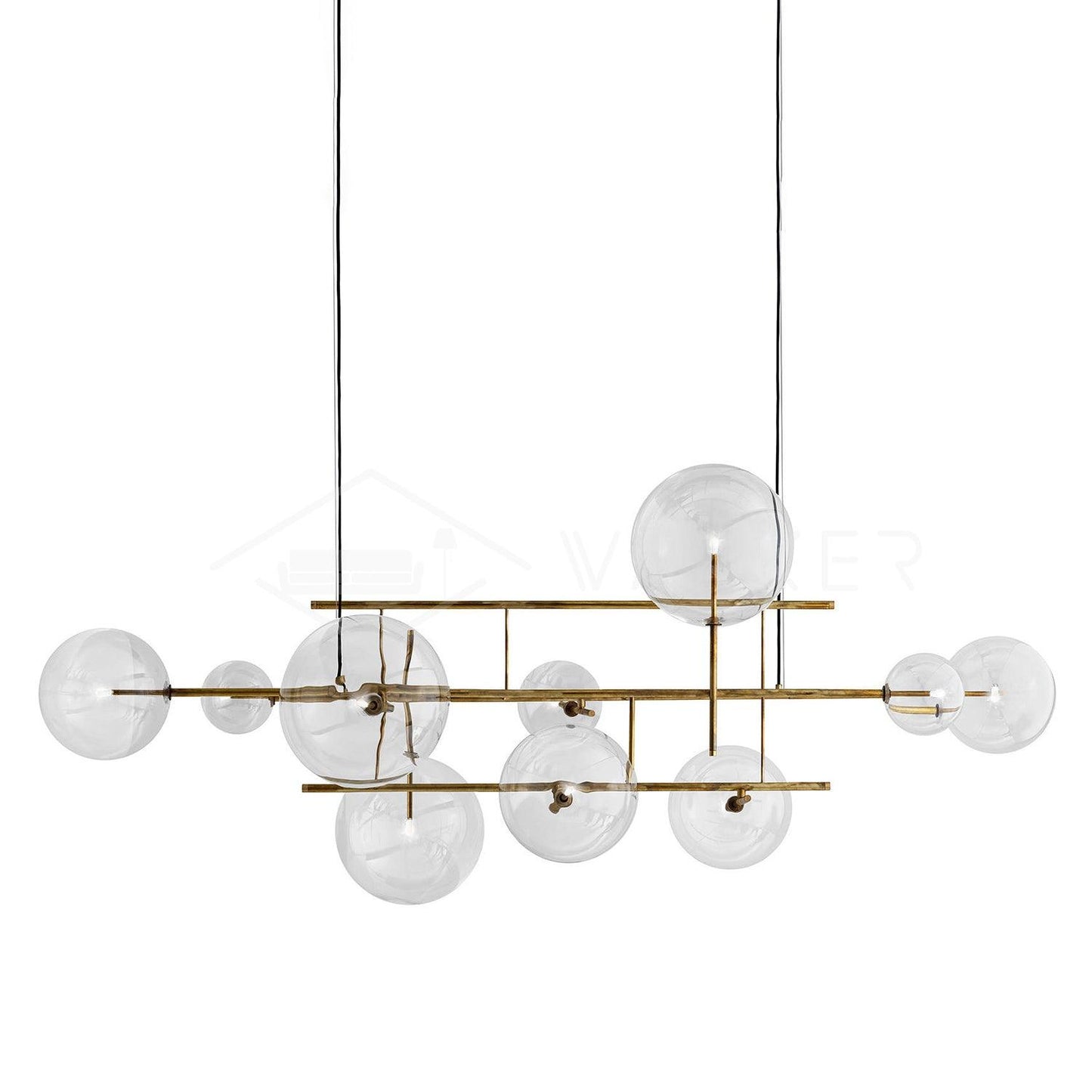 Bolle Chandelier 10heads ? 43.3″ x H 19.7″ / Dia 110cm x H 50cm / Gold & Clear Chandelier