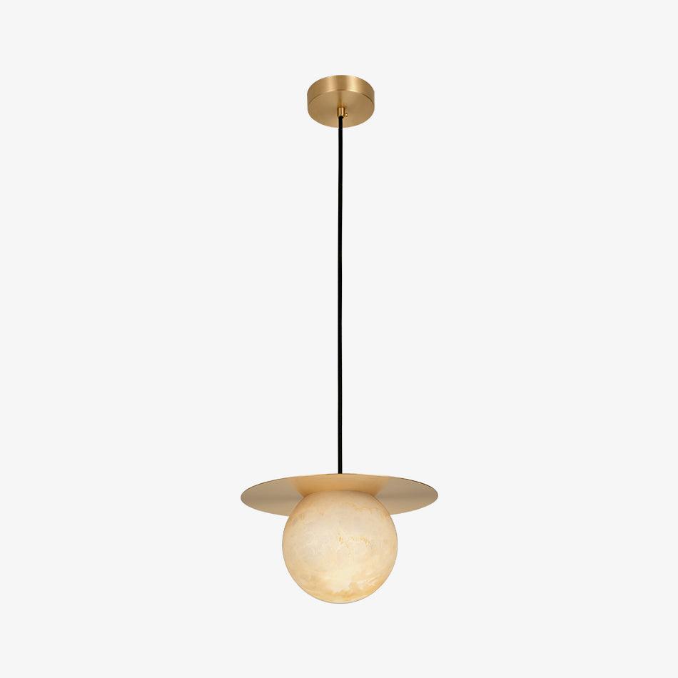 Borra Pendant Light Dia 10.2″ x H 6.3″ / Dia 26cm x H 16cm / Brass + White Pendant light